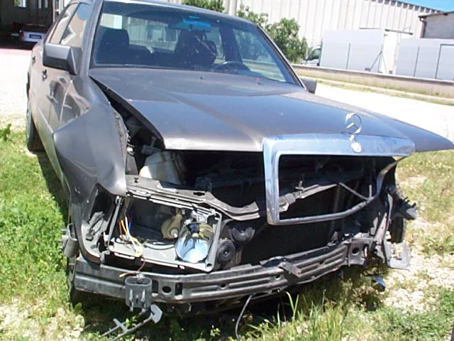 What was left of the mechanically perfect Mercedes 250D the next morning.