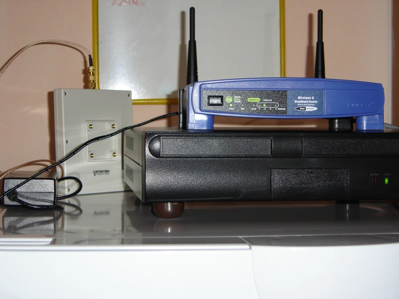 My lifeboat during recovery: a Linksys WRT54GL and a directional antenna.